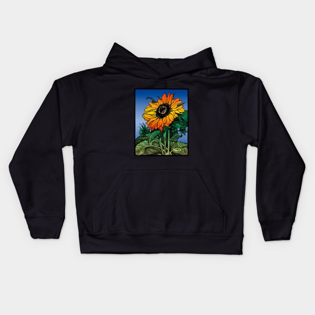 Sunflower Aesthetic Floral Fashion Graphic Garden Design Kids Hoodie by Pine Hill Goods